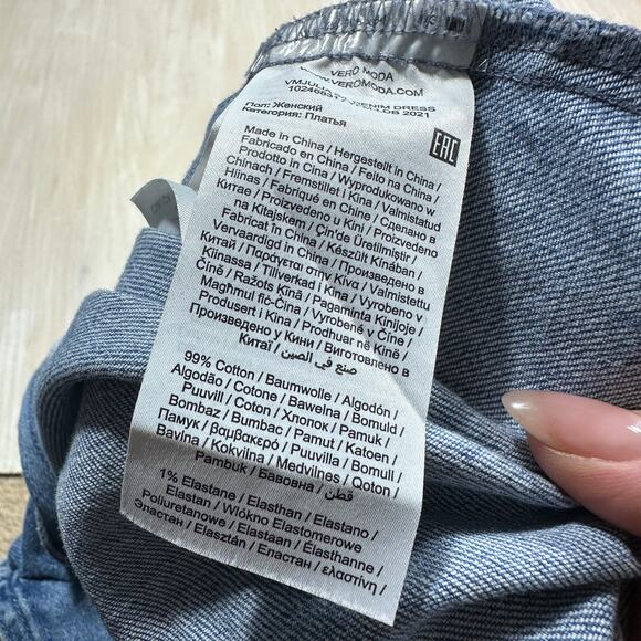 Vero Moda Blue Denim Button Front Sleeveless Bodycon Summer Midi Dress Large - Picture 9 of 12